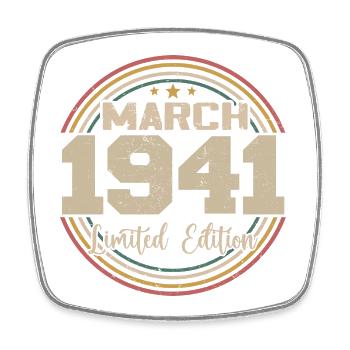 Awesome seit März 1941 Geburtstag 1941 Geschenk - Viereckiger Kühlschrankmagnet - Weiß - Vorne