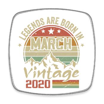 Die Legenden wurden im März 2020 geboren Vintage-Geschenk - Viereckiger Kühlschrankmagnet - Weiß - Vorne