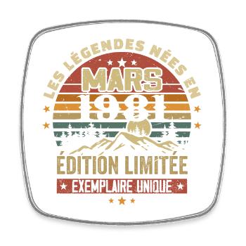 Vintage 1981 Mars Cadeau Anniversaire Rétro 1981 - Magnet carré - blanc - Devant