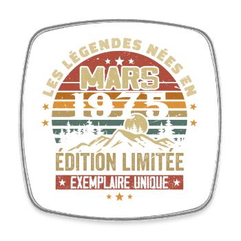 Vintage 1975 Mars Cadeau Anniversaire Rétro 1975 - Magnet carré - blanc - Devant