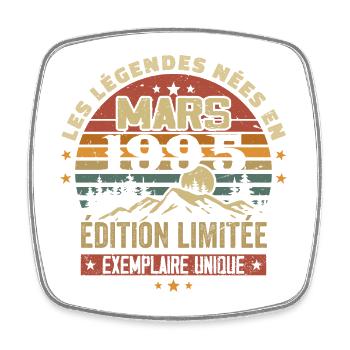Vintage 1995 Mars Cadeau Anniversaire Rétro 1995 - Magnet carré - blanc - Devant