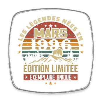 Vintage 1996 Mars Cadeau Anniversaire Rétro 1996 - Magnet carré - blanc - Devant