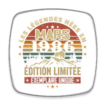 Vintage 1986 Mars Cadeau Anniversaire Rétro 1986 - Magnet carré - blanc - Devant