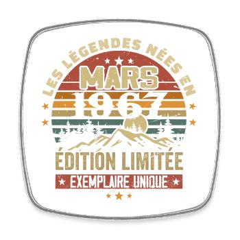 Vintage 1967 Mars Cadeau Anniversaire Rétro 1967 - Magnet carré - blanc - Devant