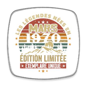 Vintage 1970 Mars Cadeau Anniversaire Rétro 1970 - Magnet carré - blanc - Devant