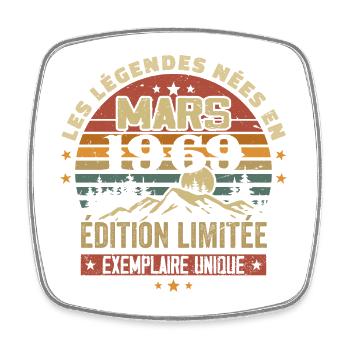 Vintage 1969 Mars Cadeau Anniversaire Rétro 1969 - Magnet carré - blanc - Devant