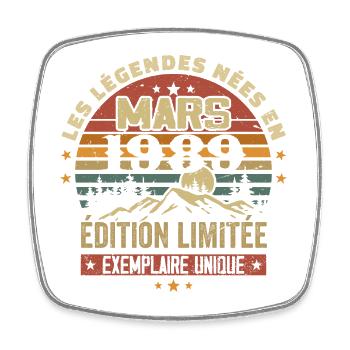 Vintage 1989 March Retro Anniversary Gift 1989 - Square fridge magnet - white - Front