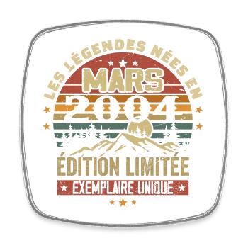 Vintage 2004 March Retro Anniversary Gift 2004 - Square fridge magnet - white - Front