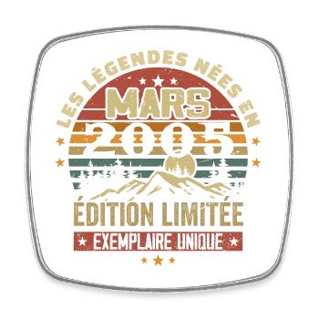Vintage 2005 Mars Cadeau Anniversaire Rétro 2005 - Magnet carré - blanc - Devant
