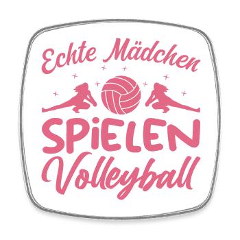 Echte Mädchen Spielen Volleyball - Viereckiger Kühlschrankmagnet - Weiß - Vorne