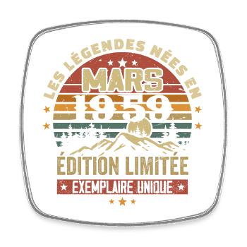 Vintage 1959 Mars Cadeau Anniversaire Rétro 1959 - Magnet carré - blanc - Devant