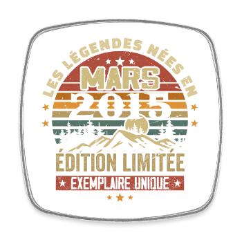 Vintage 2015 Mars Cadeau Anniversaire Rétro 2015 - Magnet carré - blanc - Devant