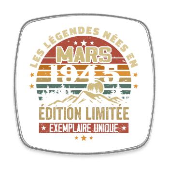 Vintage 1945 Mars Cadeau Anniversaire Rétro 1945 - Magnet carré - blanc - Devant