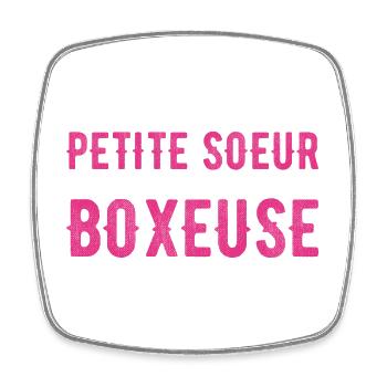 Little Sister and A Boxer - Square fridge magnet - white - Front