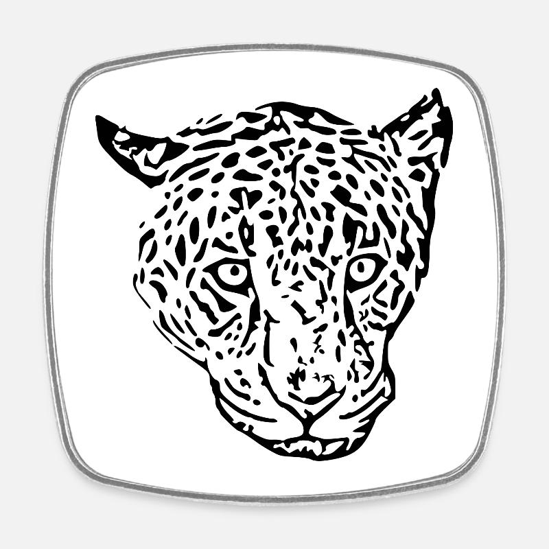 Leopard Black - Square fridge magnet - white