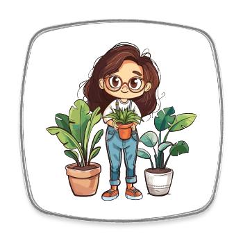 Plantes Dame Femme Fille J’aime les plantes - Magnet carré - blanc - Devant