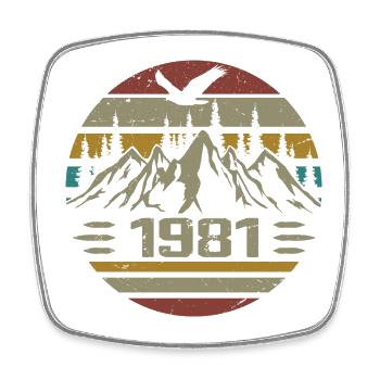 Jahrgang 1981 Original Retro 1981 Geburtstagsgeschenk - Viereckiger Kühlschrankmagnet - Weiß - Vorne