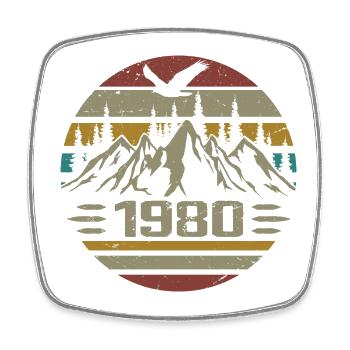 Geboren 1980 Original Retro 1980er Jahre Geburtstagsgeschenk - Viereckiger Kühlschrankmagnet - Weiß - Vorne