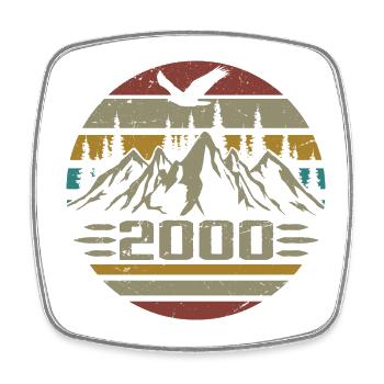 Geboren im Jahr 2000 Original Retro 2000 Geburtstagsgeschenk - Viereckiger Kühlschrankmagnet - Weiß - Vorne