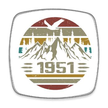 Geboren 1951 Original Retro 1951 Geburtstagsgeschenk - Viereckiger Kühlschrankmagnet - Weiß - Vorne