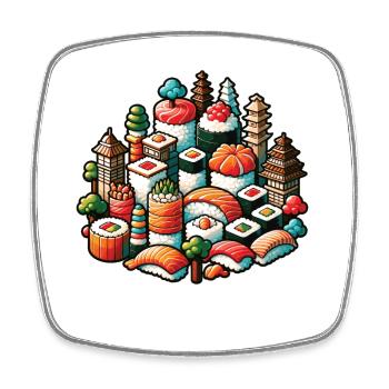 Großstadt Tokio Japan Sushi - Viereckiger Kühlschrankmagnet - Weiß - Vorne