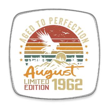 Vintage August 1962 Birthday Gift August 1962 - Square fridge magnet - white - Front