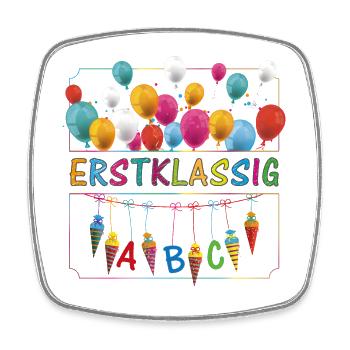 Erstklassig Schultüten ABC Luftballons - Viereckiger Kühlschrankmagnet - Weiß - Vorne
