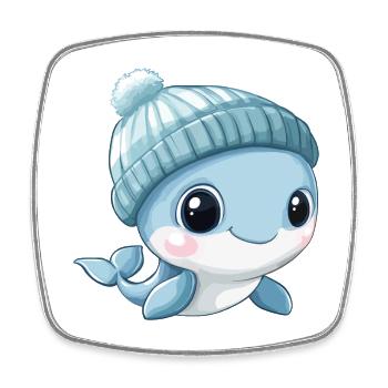Wal Süß Niedlich Baby Kinder Tier Blauwal Cartoon - Viereckiger Kühlschrankmagnet - Weiß - Vorne