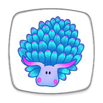 Leaf Slug, Blue Sea Snail - Square fridge magnet - white - Front
