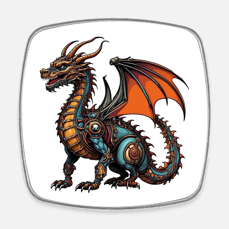 dragon - Square fridge magnet - white