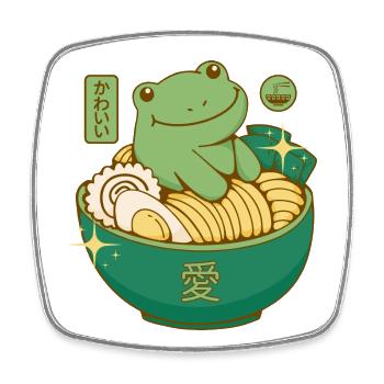 Kawaii Ramen Frosch - Viereckiger Kühlschrankmagnet - Weiß - Vorne