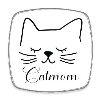 Chat Chat Maman Chat Maman Silhouette Contour Lineart - Magnet carré - blanc - Devant