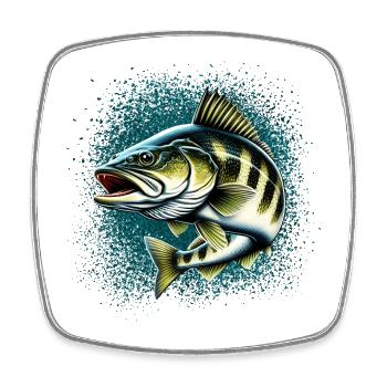 Zander Angeln Raubfisch Fisch Fischen - Viereckiger Kühlschrankmagnet - Weiß - Vorne