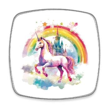 Unicorn Rainbow Castle Colorful Magic Fantasy - Square fridge magnet - white - Front