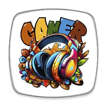 Gamer Headphone Spielkonsole Multiplayer - Viereckiger Kühlschrankmagnet - Weiß - Vorne