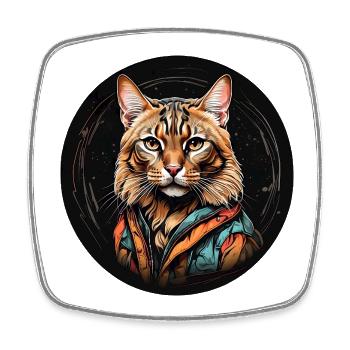 Bengal cat Bengal cat portrait watercolor technique - Square fridge magnet - white - Front