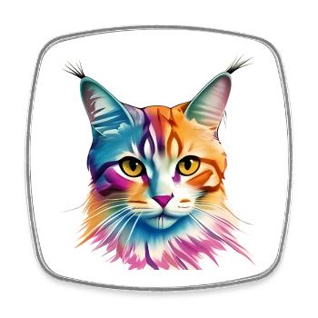Katze - Viereckiger Kühlschrankmagnet - Weiß - Vorne