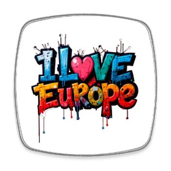 Ich liebe Europa - Viereckiger Kühlschrankmagnet - Weiß - Vorne
