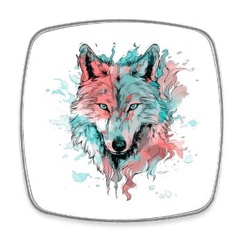 Wolf Wolfskopf Raubtier Wald Natur Wildnis Kunst - Viereckiger Kühlschrankmagnet - Weiß - Vorne