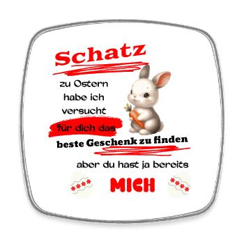Zu Oster? Mich! - Viereckiger Kühlschrankmagnet - Weiß - Vorne