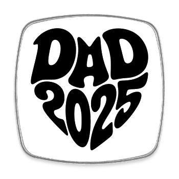 Dad 2025 Heart Shape Father Baby Heart Shape Dad 2025 - Square fridge magnet - white - Front