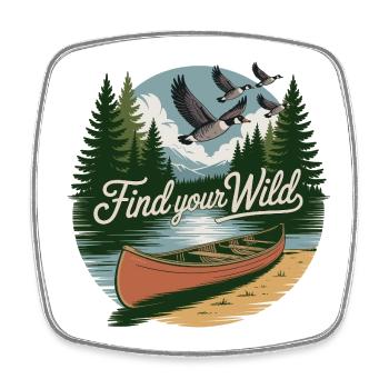 Trouvez votre nature sauvage – Aventure en canoë - Magnet carré - blanc - Devant