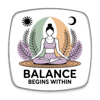 Balance Begins Within - Yoga - Viereckiger Kühlschrankmagnet - Weiß - Vorne