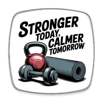 Stronger Today, Calmer Tomorrow – Fit & Zen - Viereckiger Kühlschrankmagnet - Weiß - Vorne