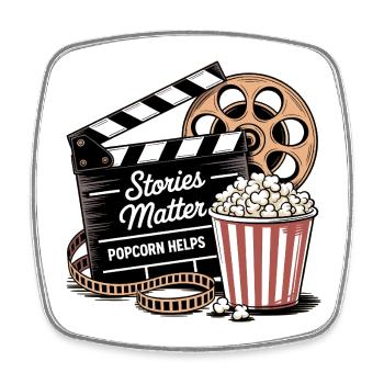 Les histoires comptent, le maïs soufflé aide - Magnet carré - blanc - Devant