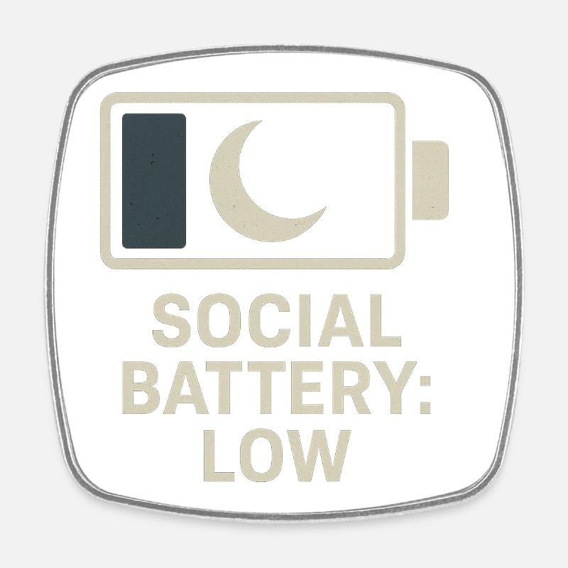 Low battery - Square fridge magnet - white