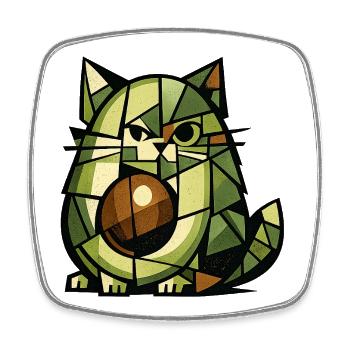 Version cubisme AvoCat - Magnet carré - blanc - Devant