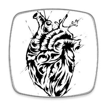 Anatomical heart - Square fridge magnet - white - Front