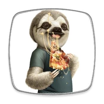 SLOTH EAT PIZZA - Square fridge magnet - white - Front