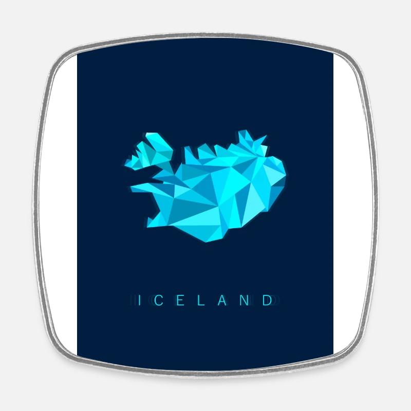 Iceland Map - Map - ICELAND - geometric - Square fridge magnet - white